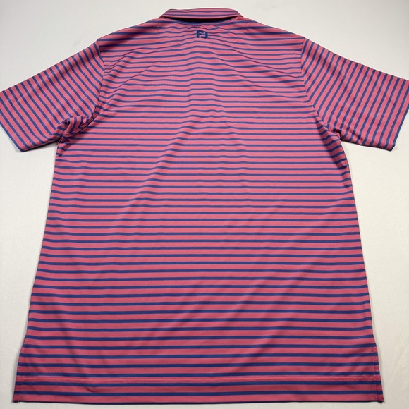 FootJoy Golf Polo Shirt Mens Large Pink Stripe Cypress Cup Performance Stretch - Picture 10 of 11
